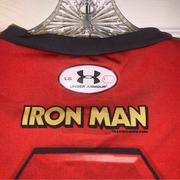 Under Armour Rare Marvel Iron-Man Stark Shirt Compression Red Mens Size Large - Picture 3 of 4